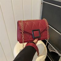 Women's Small Pu Leather Solid Color Streetwear Square Zipper Crossbody Bag sku image 3