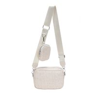 Women's Small Straw Solid Color Classic Style Square Zipper Crossbody Bag sku image 1