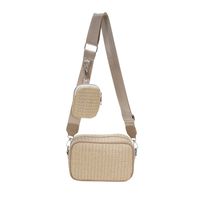 Women's Small Straw Solid Color Classic Style Square Zipper Crossbody Bag sku image 2