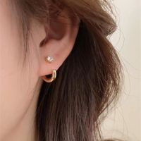 1 Pair Simple Style C Shape Plating Inlay Copper Zircon Ear Studs main image 5