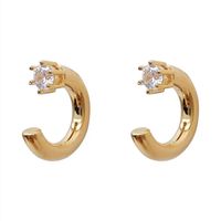 1 Pair Simple Style C Shape Plating Inlay Copper Zircon Ear Studs main image 4
