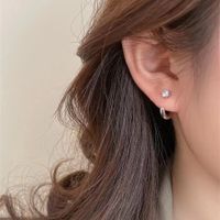 1 Pair Simple Style C Shape Plating Inlay Copper Zircon Ear Studs main image 3