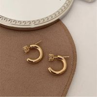 1 Pair Simple Style C Shape Plating Inlay Copper Zircon Ear Studs sku image 1
