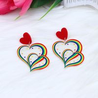 Wholesale Jewelry 1 Pair Cute Heart Shape Arylic Earrings sku image 1