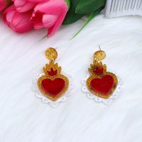 Wholesale Jewelry 1 Pair Cute Heart Shape Arylic Earrings sku image 11