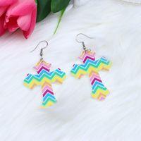 Wholesale Jewelry 1 Pair Cute Cross Heart Shape Arylic Earrings sku image 3