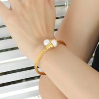 Großhandel Einfacher Stil Einfarbig Titan Stahl 18 Karat Vergoldet Ringe Armbänder Ohrringe sku image 8