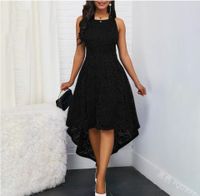 Femmes Robe En Dentelle Élégant Col Rond Asymétrique Sans Manches Couleur Unie Fleur Robe Mi-longue Du Quotidien main image 3