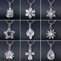 Stainless Steel Titanium Steel White Gold Plated Korean Style Plating Inlay Peacock Leaves Water Droplets Zircon Pendant Necklace main image 9