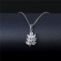 Stainless Steel Titanium Steel White Gold Plated Korean Style Plating Inlay Peacock Leaves Water Droplets Zircon Pendant Necklace sku image 5