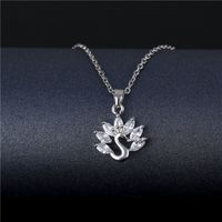 Stainless Steel Titanium Steel White Gold Plated Korean Style Plating Inlay Peacock Leaves Water Droplets Zircon Pendant Necklace sku image 9