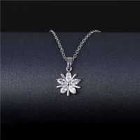 Stainless Steel Titanium Steel White Gold Plated Korean Style Plating Inlay Peacock Leaves Water Droplets Zircon Pendant Necklace main image 2