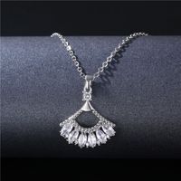 Stainless Steel Titanium Steel White Gold Plated Korean Style Plating Inlay Peacock Leaves Water Droplets Zircon Pendant Necklace sku image 10