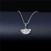 Stainless Steel Titanium Steel White Gold Plated Korean Style Plating Inlay Peacock Leaves Water Droplets Zircon Pendant Necklace sku image 4