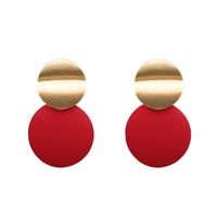 1 Pair Retro Solid Color Stoving Varnish Metal Ear Studs sku image 1