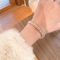Elegant Round Artificial Gemstones Plating Inlay Artificial Crystal 14k Gold Plated Women's Bangle main image 1