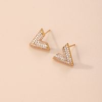 1 Pair Lady Shiny V Shape Plating Inlay Copper Artificial Gemstones Gold Plated Silver Plated Ear Studs main image 1