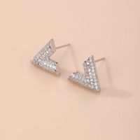 1 Pair Lady Shiny V Shape Plating Inlay Copper Artificial Gemstones Gold Plated Silver Plated Ear Studs main image 2