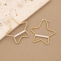 1 Pair Simple Style Triangle Star Heart Shape Stainless Steel Inlay Diamond Earrings main image 8