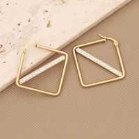 1 Pair Simple Style Triangle Star Heart Shape Stainless Steel Inlay Diamond Earrings main image 6