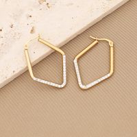 1 Pair Simple Style Triangle Star Heart Shape Stainless Steel Inlay Diamond Earrings main image 3