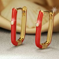 1 Pair Ins Style U Shape Copper Plating Inlay Zircon Gold Plated Silver Plated Hoop Earrings main image 3