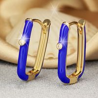 1 Pair Ins Style U Shape Copper Plating Inlay Zircon Gold Plated Silver Plated Hoop Earrings main image 4