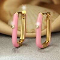 1 Pair Ins Style U Shape Copper Plating Inlay Zircon Gold Plated Silver Plated Hoop Earrings sku image 2