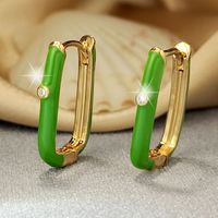 1 Pair Ins Style U Shape Copper Plating Inlay Zircon Gold Plated Silver Plated Hoop Earrings sku image 4