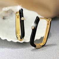 1 Pair Ins Style U Shape Copper Plating Inlay Zircon Gold Plated Silver Plated Hoop Earrings sku image 6