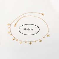 201 Stainless Steel 18K Gold Plated Retro Plating Inlay Four Leaf Clover Palm Moon Zircon Necklace main image 2