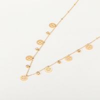 201 Stainless Steel 18K Gold Plated Retro Plating Inlay Four Leaf Clover Palm Moon Zircon Necklace main image 9