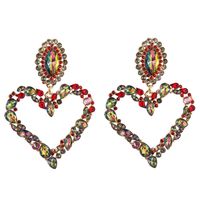 European And American Hot-selling Heart-shaped Alloy Inlaid With Diamonds Retro Temperament Exaggerated Earrings Female Korean Version Of The Super Flash Full Diamond Earrings sku image 10