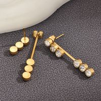 1 Pair Elegant Round Plating Inlay 304 Stainless Steel Artificial Rhinestones 14K Gold Plated Drop Earrings main image 3
