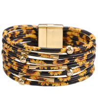 Retro Leopard Pu Leather Beaded Layered Women's Bracelets 1 Piece sku image 11