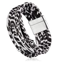 Retro Leopard Pu Leather Beaded Layered Women's Bracelets 1 Piece sku image 25