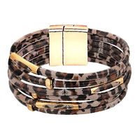 Retro Leopard Pu Leather Beaded Layered Women's Bracelets 1 Piece sku image 29