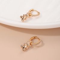 1 Pair Ins Style Animal Bear Copper Plating Inlay Zircon Gold Plated Drop Earrings main image 2