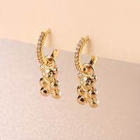 1 Pair Ins Style Animal Bear Copper Plating Inlay Zircon Gold Plated Drop Earrings main image 1