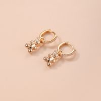 1 Pair Ins Style Animal Bear Copper Plating Inlay Zircon Gold Plated Drop Earrings main image 3