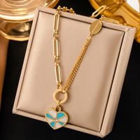 304 Stainless Steel 18K Gold Plated Vintage Style Enamel Plating Inlay Heart Shape Artificial Rhinestones Bracelets Earrings Necklace main image 7