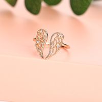 Ins Style Shiny Wings Copper Plating Inlay Zircon Gold Plated Open Ring main image 3