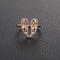 Ins Style Shiny Wings Copper Plating Inlay Zircon Gold Plated Open Ring main image 1