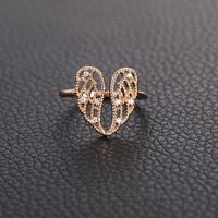 Ins Style Shiny Wings Copper Plating Inlay Zircon Gold Plated Open Ring main image 6