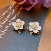 1 Pair Vintage Style Flower Copper Plating Inlay Artificial Gemstones Rhinestones Ear Studs sku image 51
