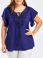 Basic Classic Style Simple Solid Color Spandex Polyester Chiffon Patchwork Lace T-shirt Chiffon Shirt main image 1