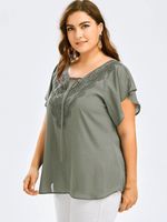 Basic Classic Style Simple Solid Color Spandex Polyester Chiffon Patchwork Lace T-shirt Chiffon Shirt main image 7