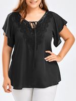 Basic Classic Style Simple Solid Color Spandex Polyester Chiffon Patchwork Lace T-shirt Chiffon Shirt main image 9