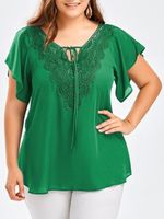 Basic Classic Style Simple Solid Color Spandex Polyester Chiffon Patchwork Lace T-shirt Chiffon Shirt main image 10
