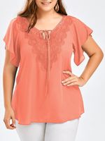 Basic Classic Style Simple Solid Color Spandex Polyester Chiffon Patchwork Lace T-shirt Chiffon Shirt main image 8